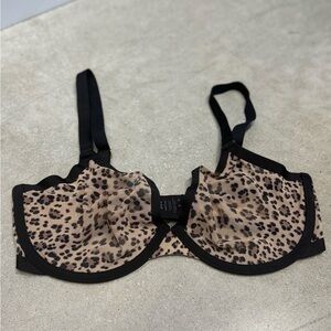 CUUP "The Plunge" Sheer Mesh Bra NWOT Size 32F Iconic Leopard Print Colorway
